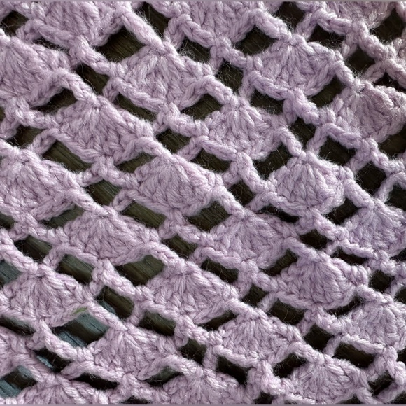 Pink Mauve Crochet Shawl handmade 36” each side 6” fringe - Picture 5 of 14